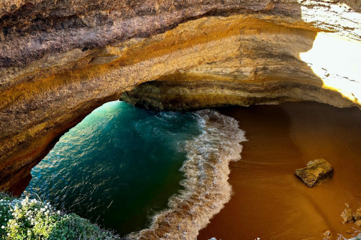 water next to the rock